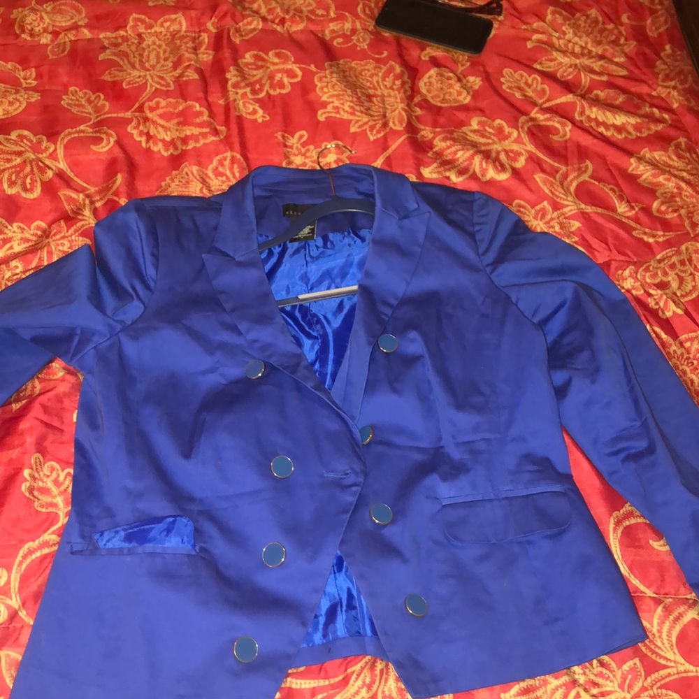 Royal blue women’s blazer with buttons